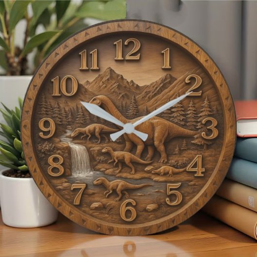  Dino lover gift Dinosaur sculpture ラージ壁時計