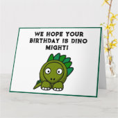 Dino May誕生日、かわいいステゴサウルスの子供の漫画 カード (黄色い花)