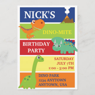 DINO-MITEの恐竜の誕生日のパーティの招待状 招待状