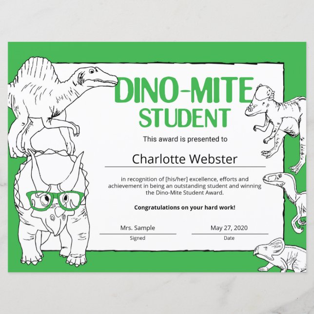 Dino-Mite学生認定証 (正面)
