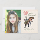 Dino-mite恐竜の教室バレンタイン写真 カード (正面)
