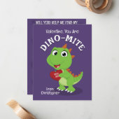 Dino-Mite恐竜の教室バレンタイン ノートカード (正面/裏面インサイチュ)