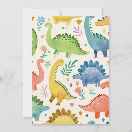 DINO-MITE水彩恐竜子供の誕生日パーティー 招待状 (裏面)