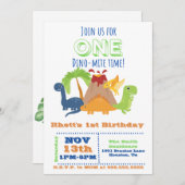 Dino-Mite 1st Birthday – 恐竜の写真招待状 招待状 (正面/裏面)