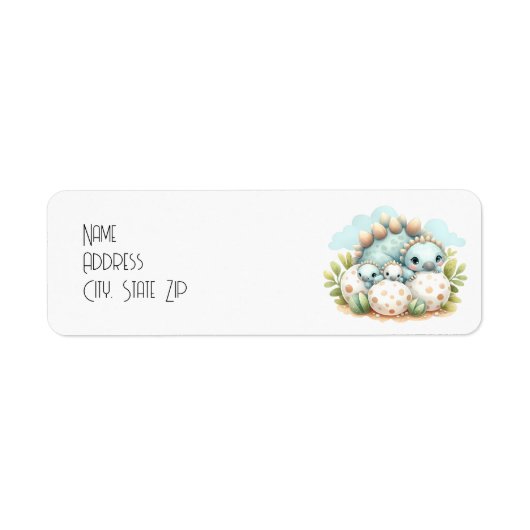 Dino Mite Baby Shower Return Address Label ラベル (正面)