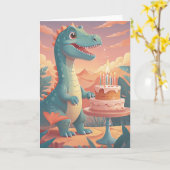 Dino-Mite Birthday Roar カード (黄色い花)
