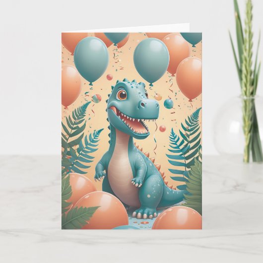 Dino-Mite Birthday Roar in Cool Mint カード (正面)