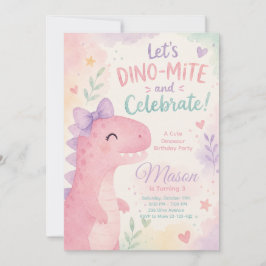 Dino-Mite Celebrate Dinosaur Invitation Editable 招待状