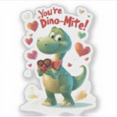 Dino-mite Child's Valentine's Dayカード シール (正面)