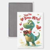 Dino-mite Child's Valentine's Dayカード マグネット (正面/裏面)