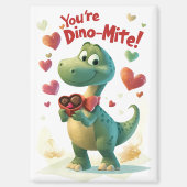 Dino-mite Child's Valentine's Dayカード マグネット (正面)