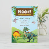 Dino-Mite Dinosaur Birthday Party 招待状 (スタンド正面)