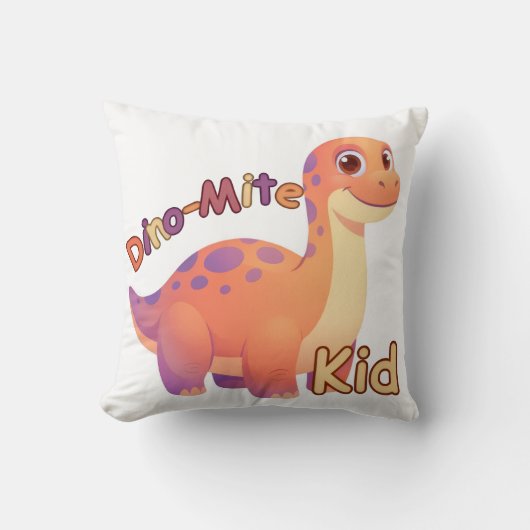 Dino-Mite Kid Throw Pillow クッション (正面)
