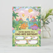 Dino-Mite Kids Birthday Party Invitation 招待状 (スタンド正面)