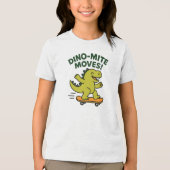 Dino-Mite Moves Cool Skateboarding Dinosaur トライブレンドTシャツ (正面)