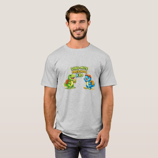 Dino-Mite Preschool Kid Shirt – Cute Dinosaur Back Tシャツ (正面フル)