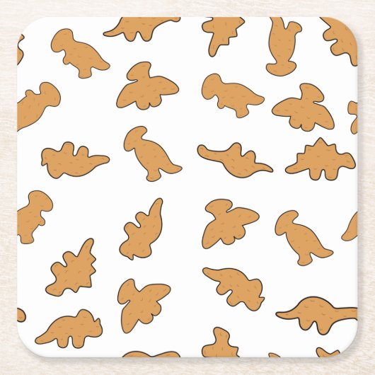 Dino Nuggets Pattern スクエアペーパーコースター (正面)