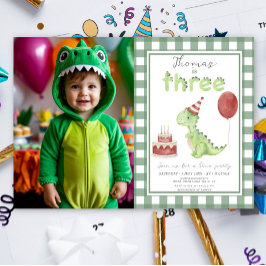 Dino Party | Cute Dinosaur Three-Rex Birthday 招待状