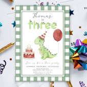 Dino Party | Cute Dinosaur Three-Rex Birthday 招待状