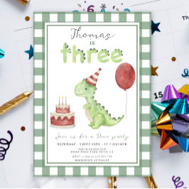 Dino Party | Cute Dinosaur Three-Rex Birthday 招待状