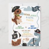 Dino Pirates Joint Birthday party invitation 招待状 (正面)