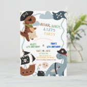 Dino Pirates Joint Birthday party invitation 招待状 (スタンド正面)