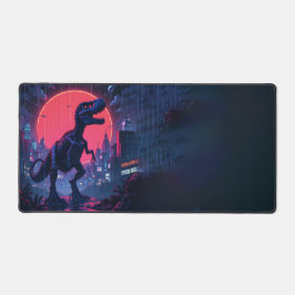 Dino Punk Desk Mat - Retro Pixel Art Fusion デスクマット