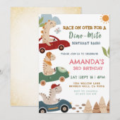 Dino Race 3rd Birthday party invitation 招待状 (正面/裏面)