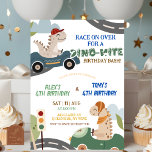 Dino Race Joint Birthday party invitation 招待状<br><div class="desc">Dino Race Joint Birthday Party invitation,  Race on Over Boy Siblings Birthday Invite,  Editable Dinomite Double Birthday Party</div>