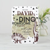 DINO ROARSAUMバースデーパーティー招待状 招待状 (スタンド正面)