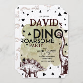 DINO ROARSAUMバースデーパーティー招待状 招待状 (正面/裏面)