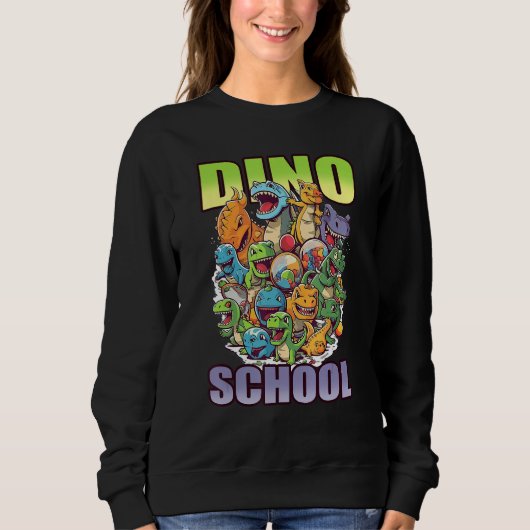 dino school cute graphic スウェットシャツ (正面)
