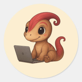 Dino Sticker Sheet – Dino Kammli am Laptop ラウンドシール