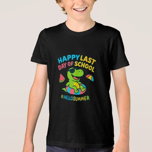 Dino Summer Break Vibes - Last Day of School トライブレンドTシャツ (正面)