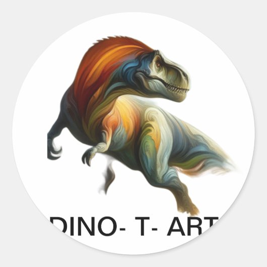 🦖 DINO-T伝統的の絵を描Roar-some Art's ラウンドシール (正面)