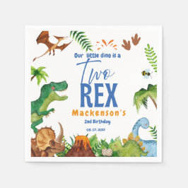 Dino Two rex 2nd boy Dinosaur birthday party スタンダードカクテルナプキン