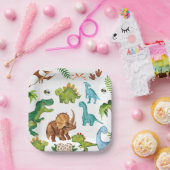 Dino Two rex 2nd boy Dinosaur birthday party ペーパープレート (パーティー)