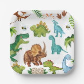 Dino Two rex 2nd boy Dinosaur birthday party ペーパープレート (正面)