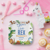 Dino Two rex 2nd boy Dinosaur birthday party ペーパープレート (パーティー)