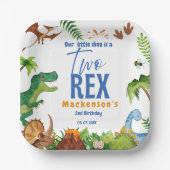 Dino Two rex 2nd boy Dinosaur birthday party ペーパープレート (正面)