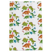 Dino Two rex 2nd boy Dinosaur birthday party ミディアムペーパーバッグ (正面)