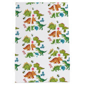 Dino Two rex 2nd boy Dinosaur birthday party ミディアムペーパーバッグ (裏面)