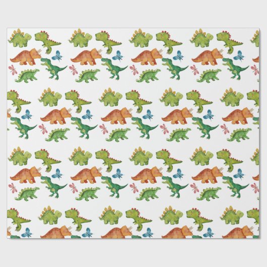 Dino Two rex 2nd boy Dinosaur birthday party ラッピングペーパー (フラット)
