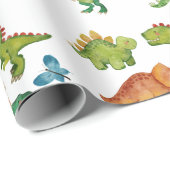 Dino Two rex 2nd boy Dinosaur birthday party ラッピングペーパー (ロールコーナー)