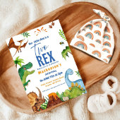 Dino Two rex 2nd boy Dinosaur birthday party 招待状