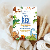 Dino Two rex 2nd boy Dinosaur birthday party 招待状