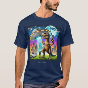 Dino UFO Selfie:エイリアンの出会い(Man T-shirt) #03 Tシャツ