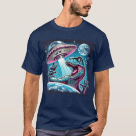 Dino UFO Selfie:エイリアンの出会い(Man T-shirt) #04 Tシャツ