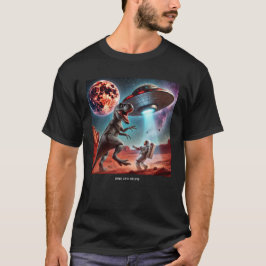 Dino UFO Selfie:エイリアンの出会い(Man T-shirt) #06 Tシャツ