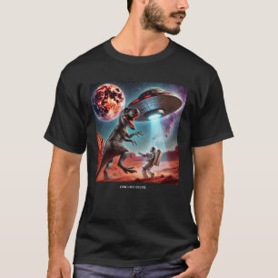 Dino UFO Selfie:エイリアンの出会い(Man T-shirt) #06 Tシャツ